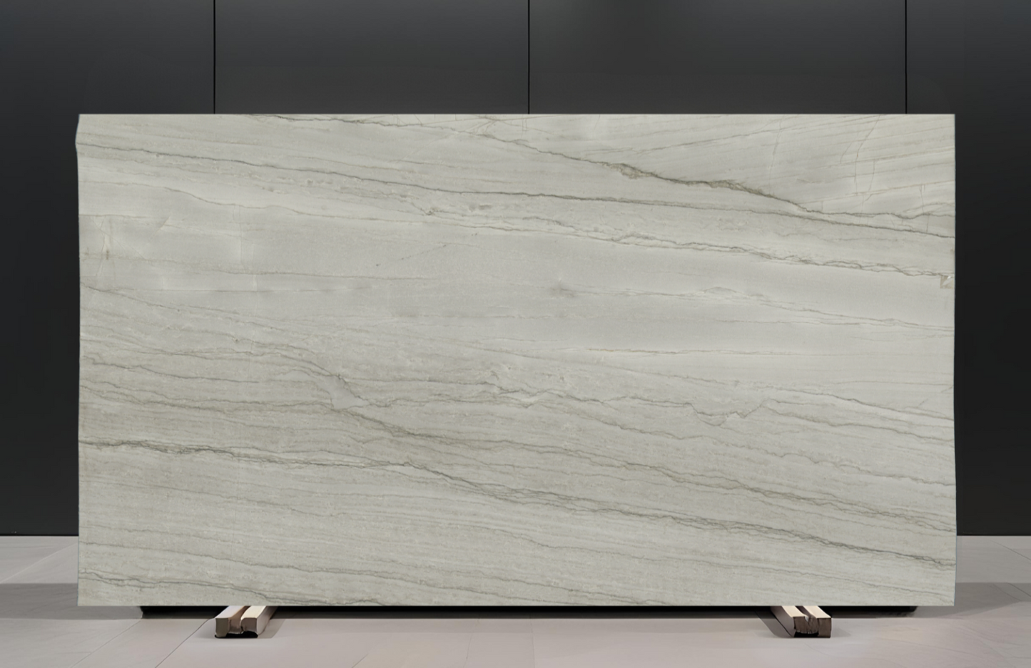 quartzite-patterned tile on a stand against a dark background